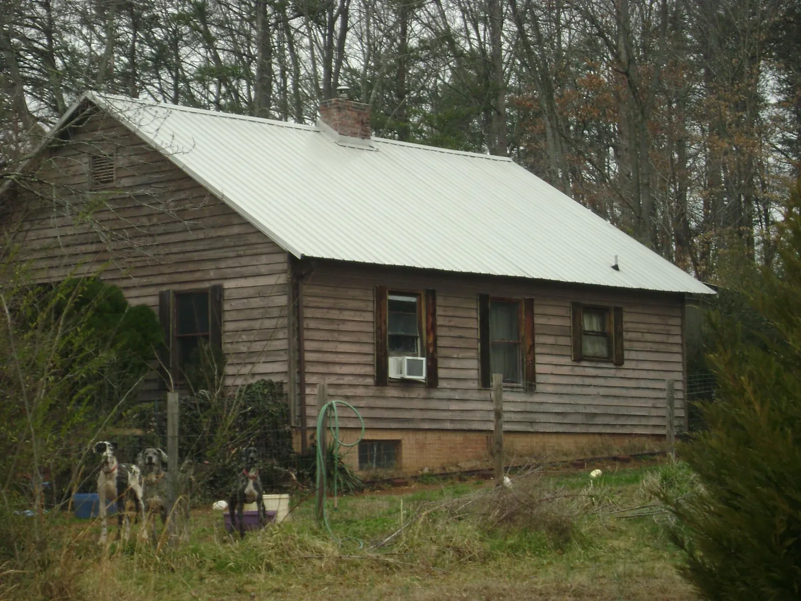 White metal roof on an old wood sided farmhouse, from a Asphalt Shingle Roof Repair job in Dukedom